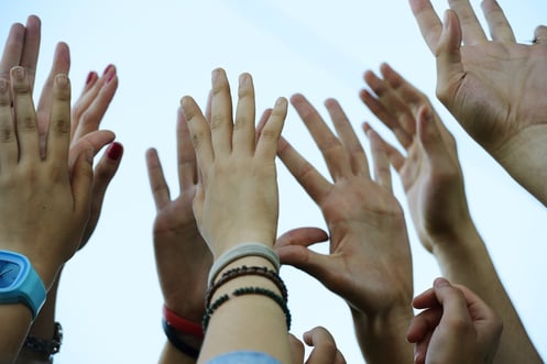 Group raising hands