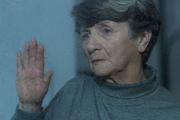 elder woman having seasonal depression isolation